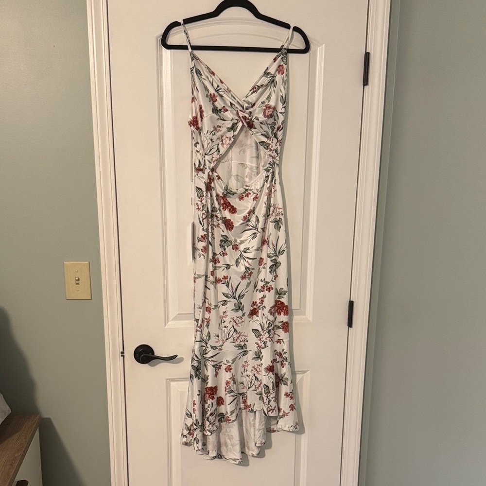 JJs House White and Red Floral High Low Dress